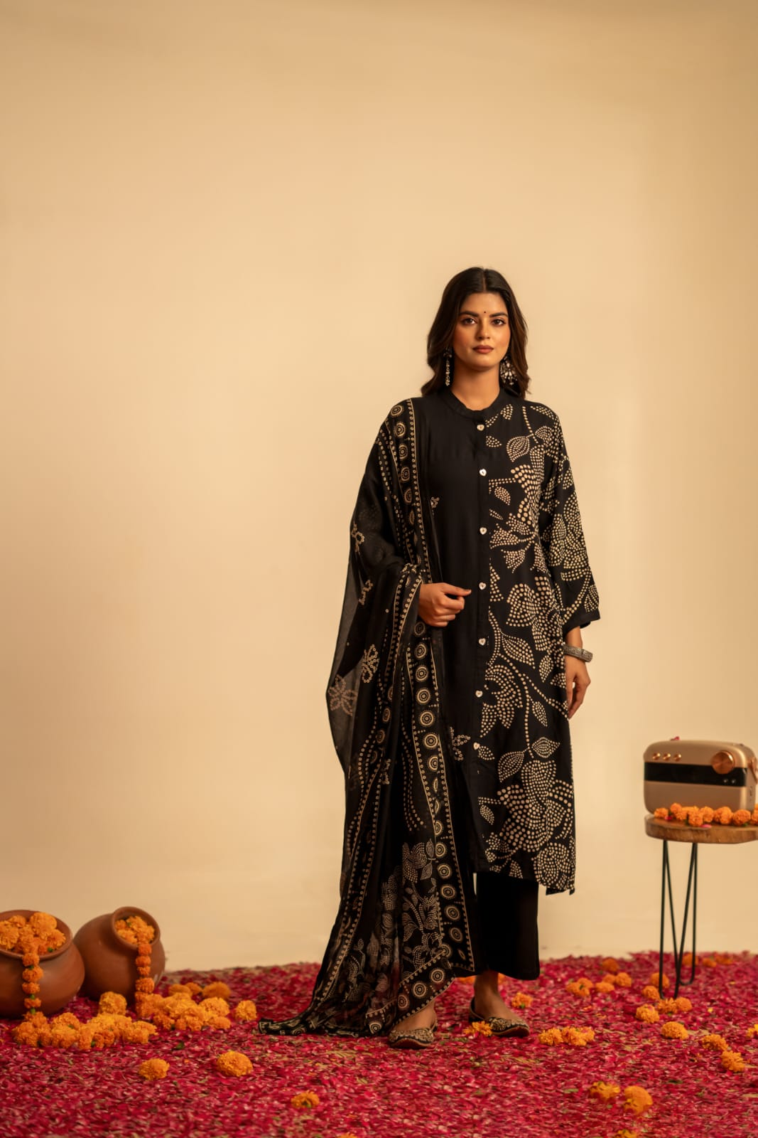 Black bandani cotton. Liva three piece set (A976)