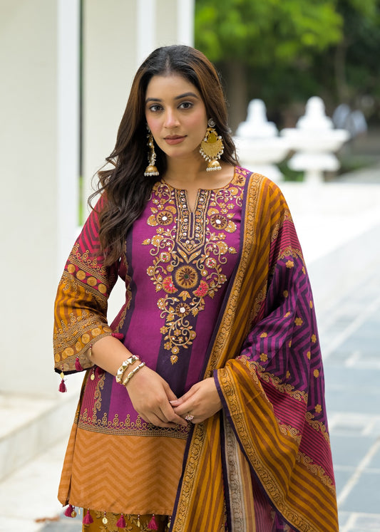 Pure dola silk with lining three piece set (C628)