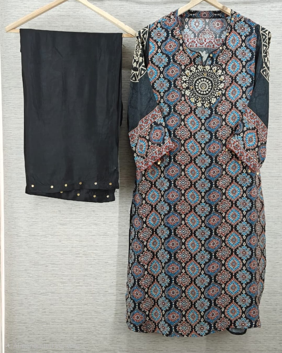 Natural crape Ajrakh print smart two piece cordset (C599)