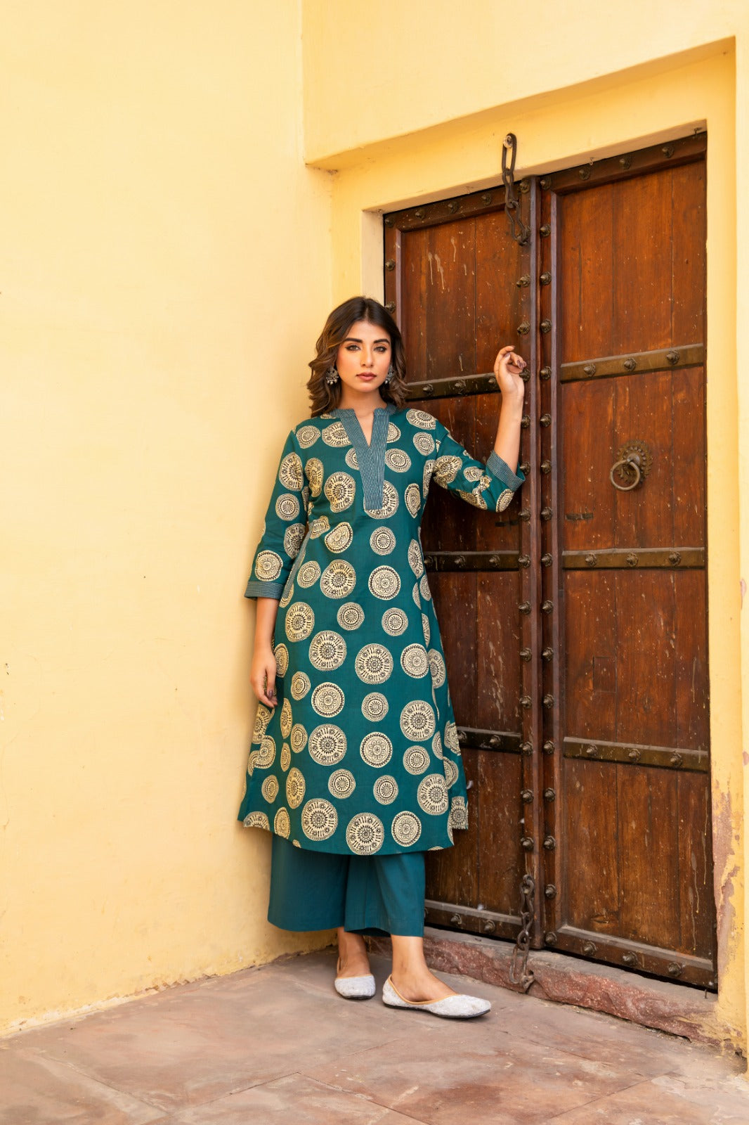 Green mandala pure cotton two piece cordset (P2178)