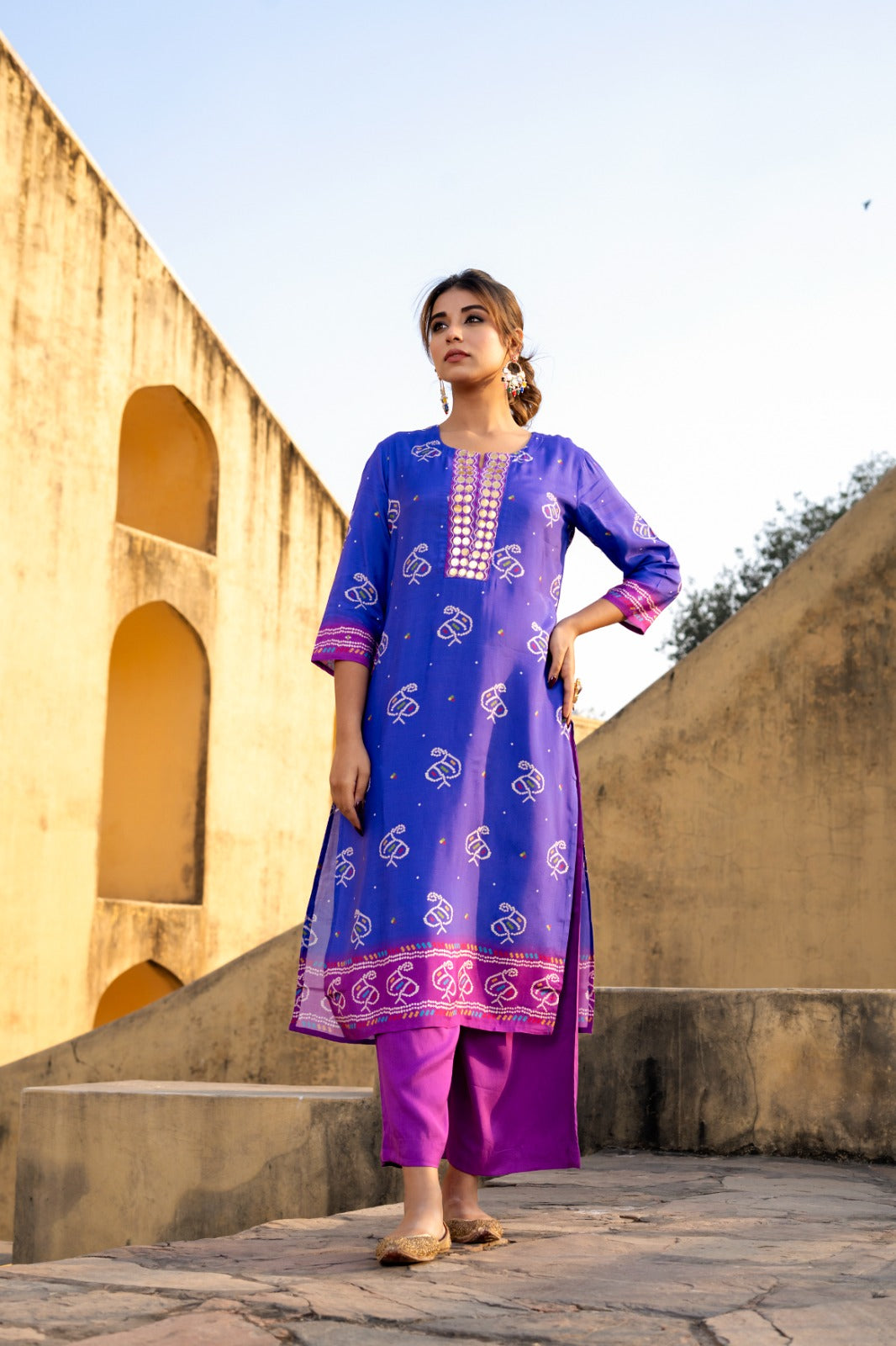 Purple 💜 bandani print pure mul silk two piece cordset (A266)