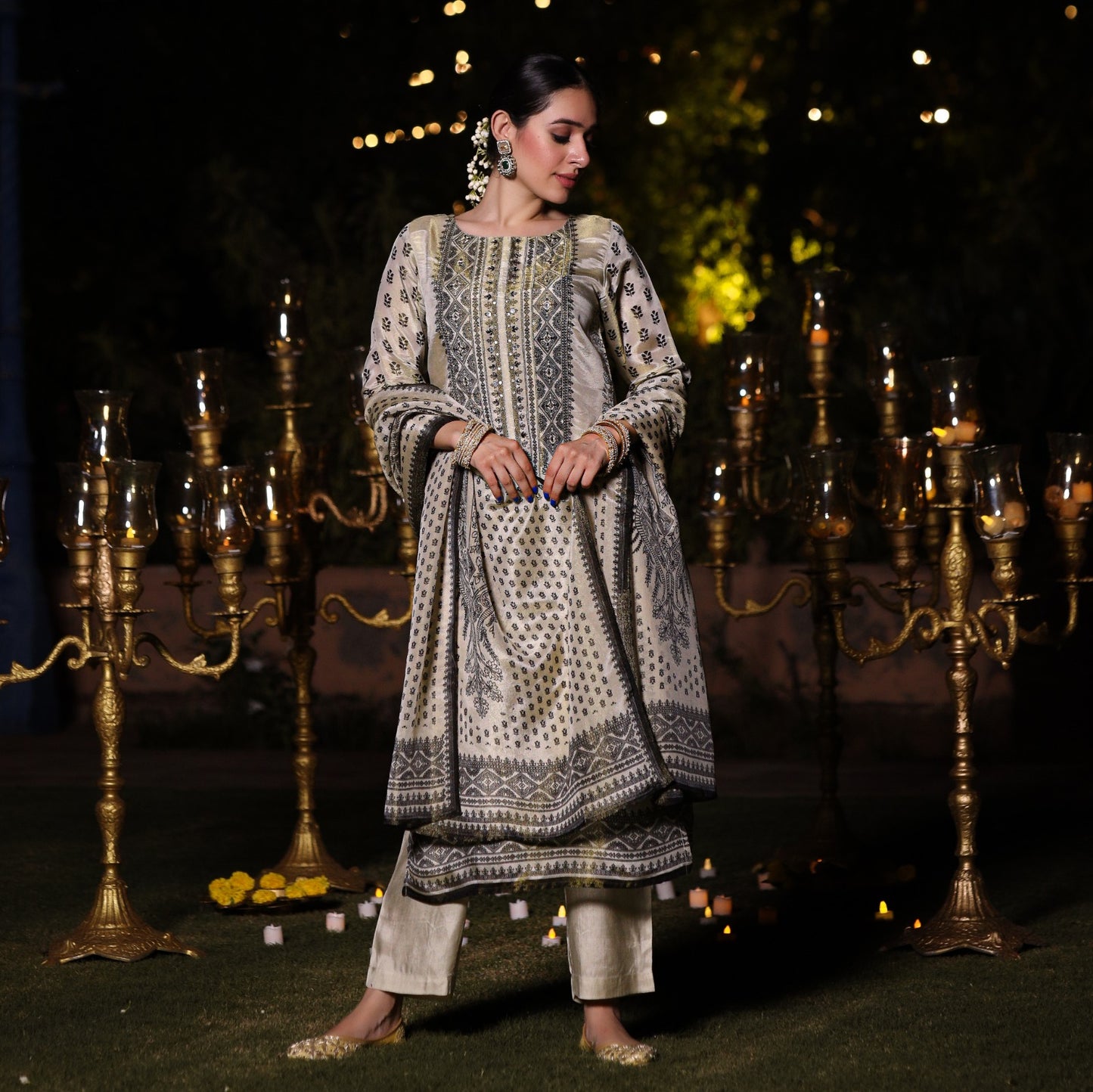 Pure tissue with mul lining designer three piece set (A497)