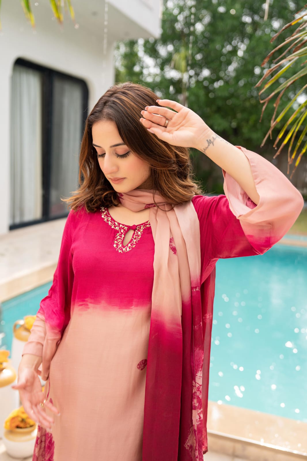Pure muslin omare three piece set (A670)
