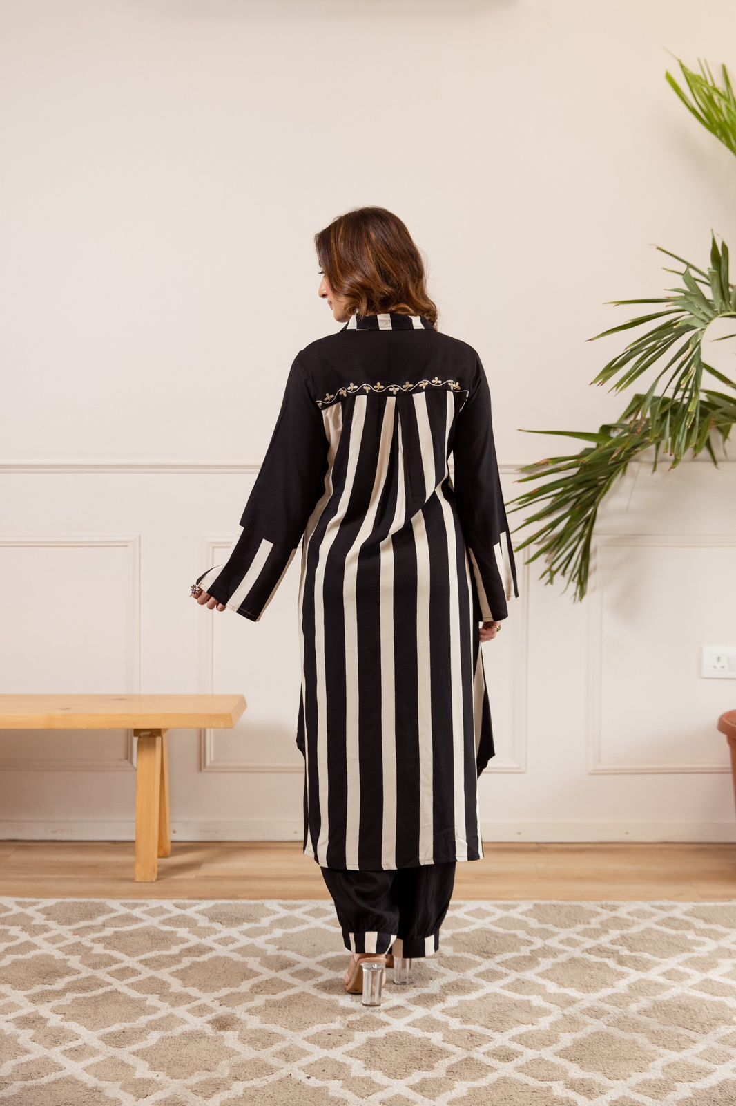 Black cotton modal designer two piece cordset (A927)
