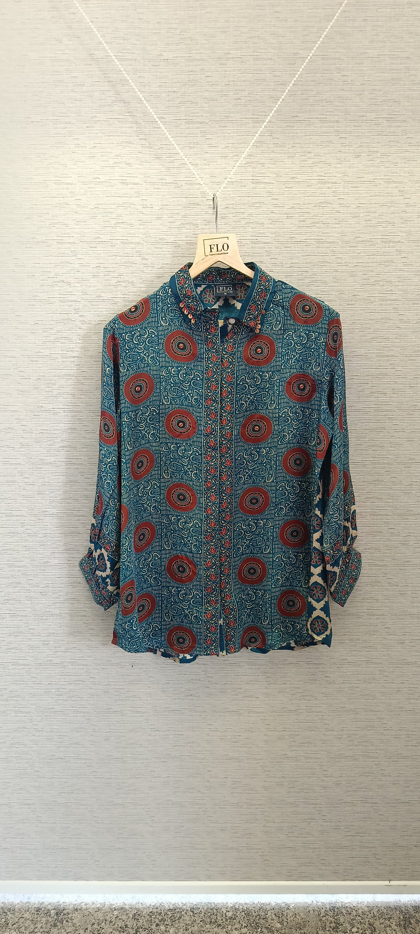 Ajrakh pure crape silk only shirt (A1135)