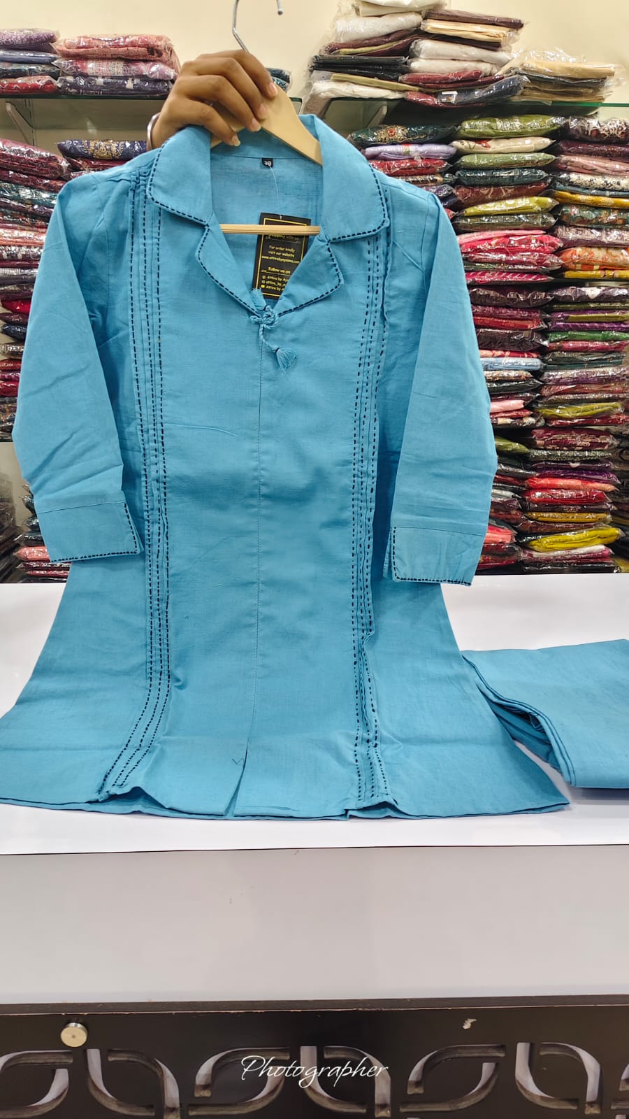 Cotton linen solid smart two piece cordset (B572)
