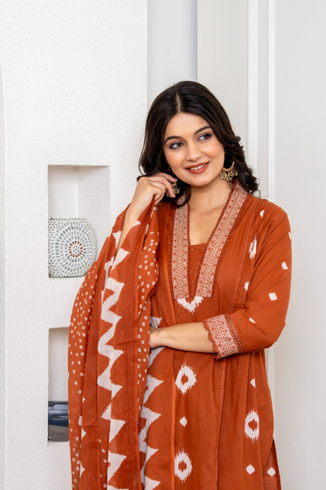 Rust pure cotton three piece set (P2104)