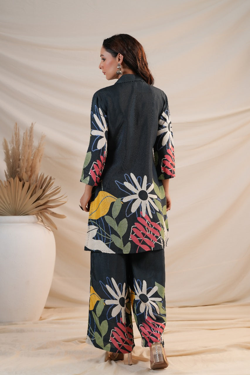 Blue russian silk two piece cordset (P1993)