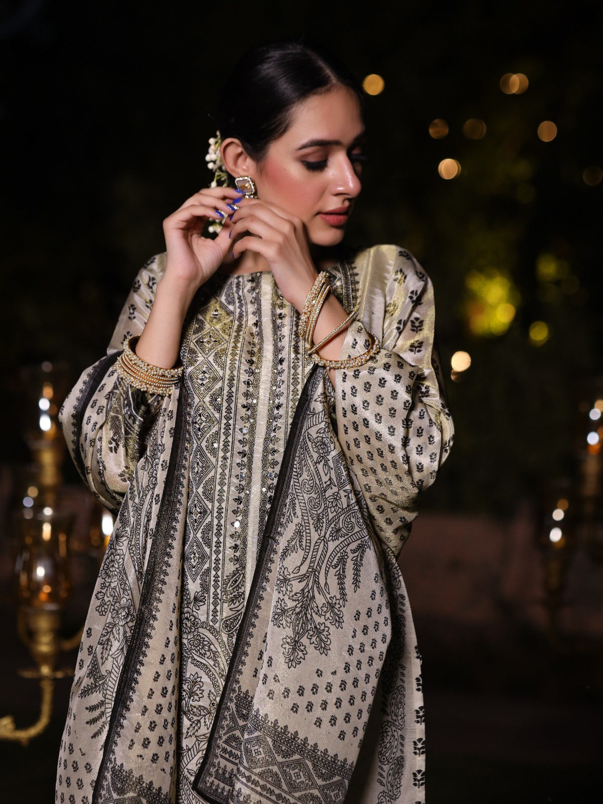Pure tissue with mul lining designer three piece set (A497)