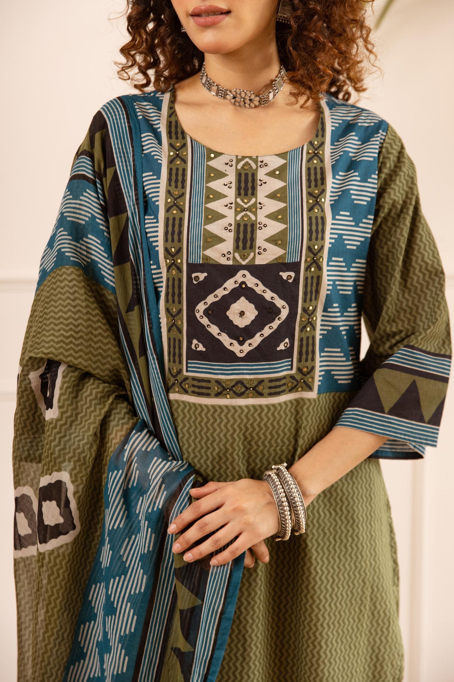 Pure cotton ajrakh print must buy a three piece set (B431)