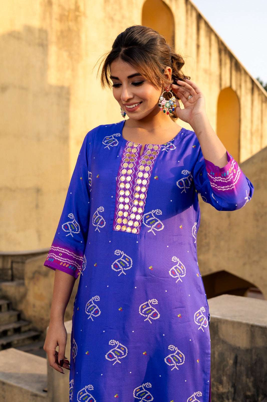 Purple 💜 bandani print pure mul silk two piece cordset (A266)