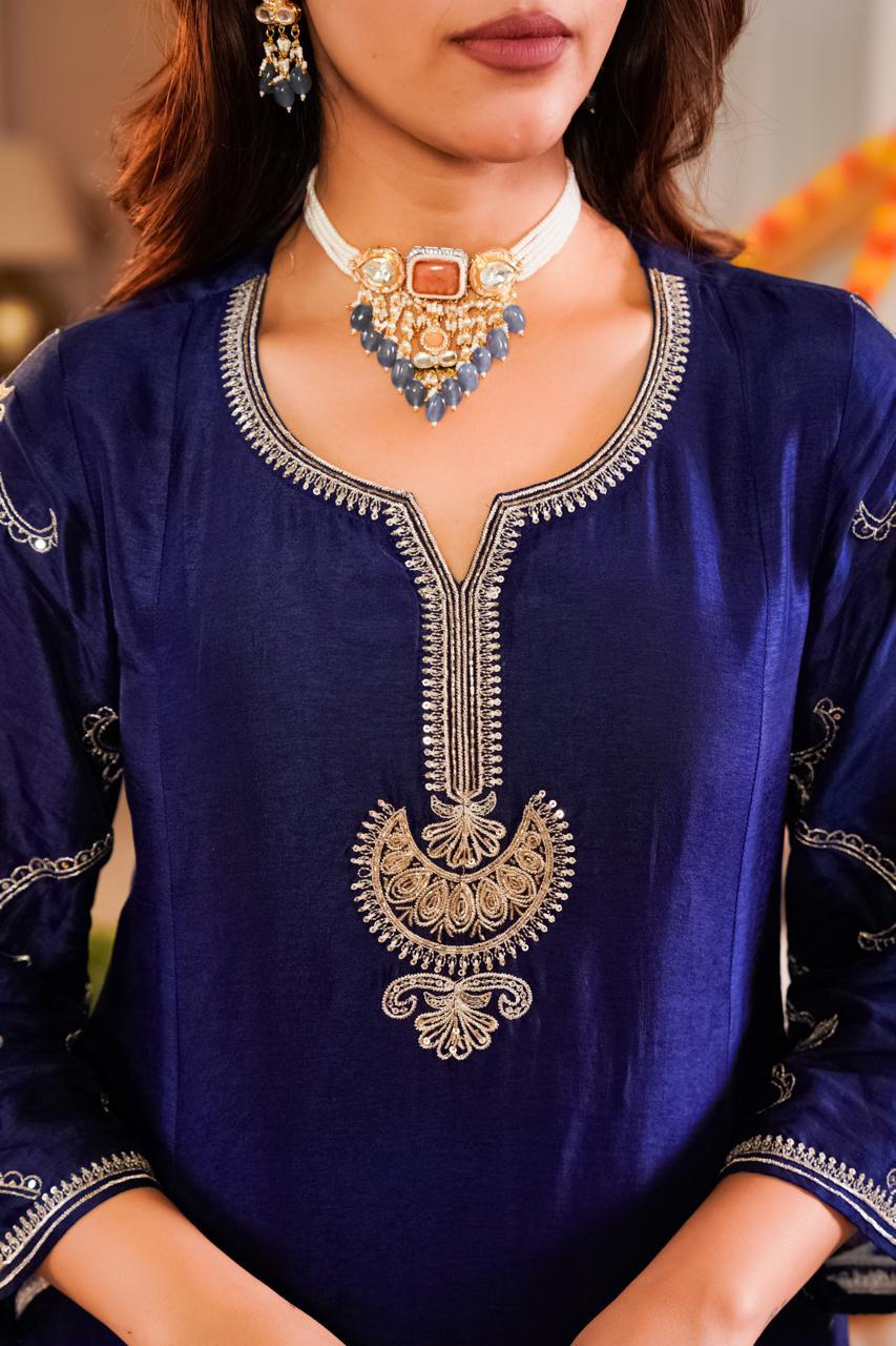 Santori silk with mul lining designer three piece set (A1134)