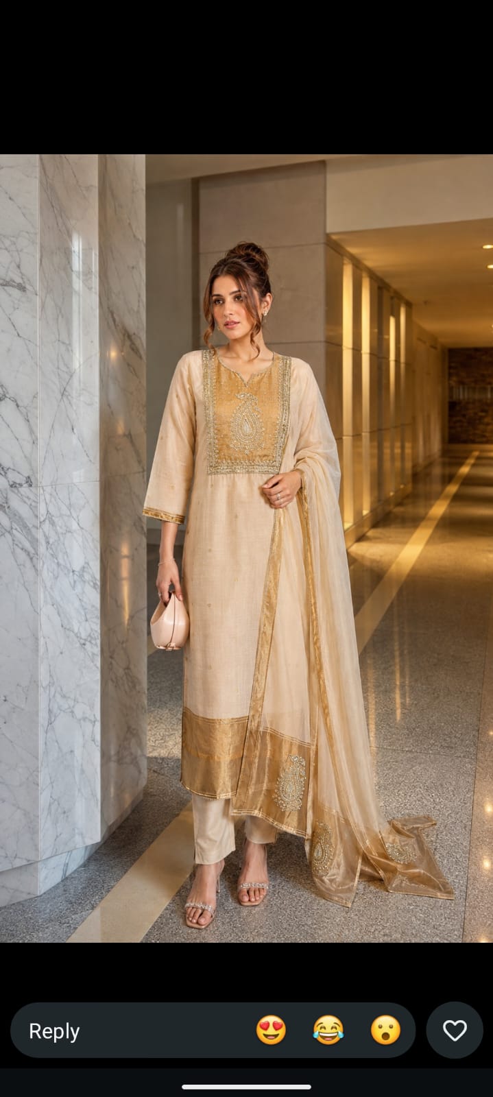 Soft chanderi with mul lining beautiful three piece set (S267)