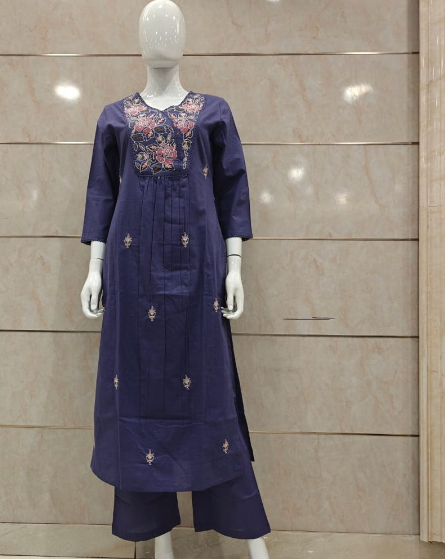 Purple pure cotton with lining two piece set (P1954)