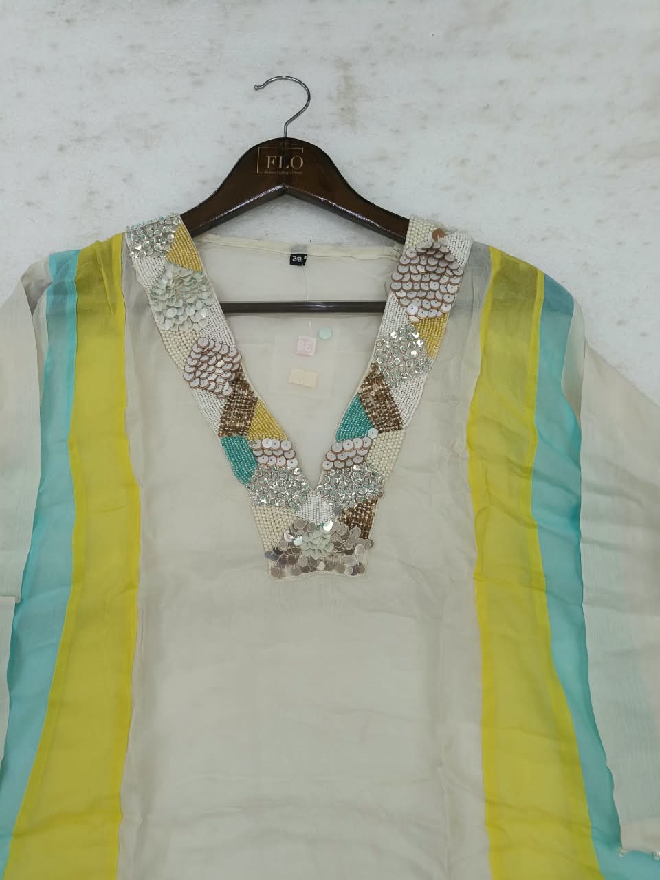 Soft organza with hand work on neck line designer two piece cordset (C534)
