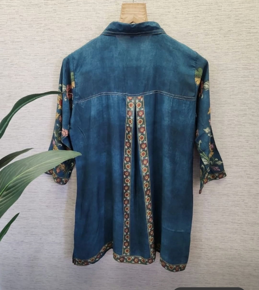 Pure Muslin kalamkari print only shirt (A1565)