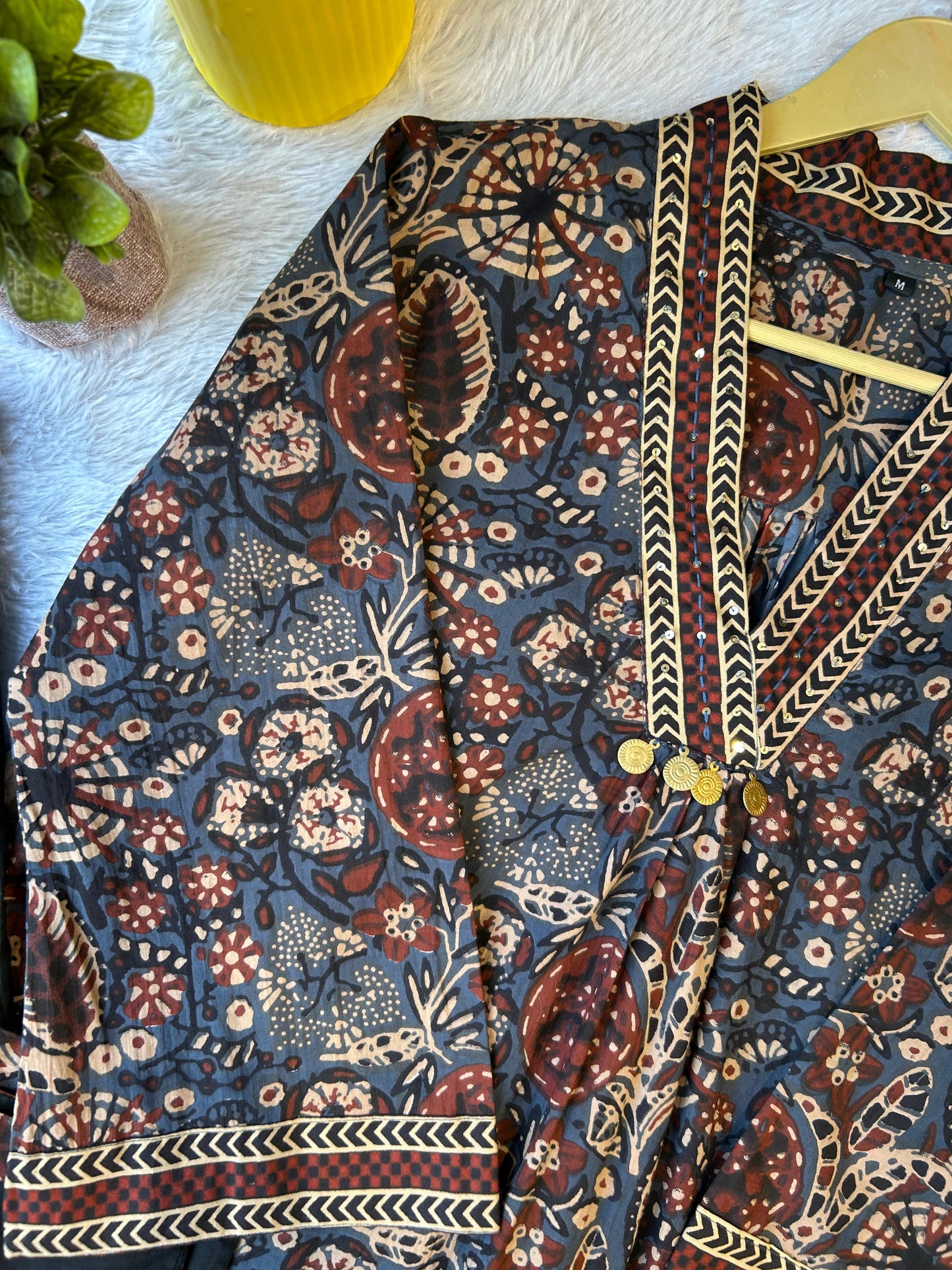 Blue ajrakh print pure cotton two piece set (A1363)