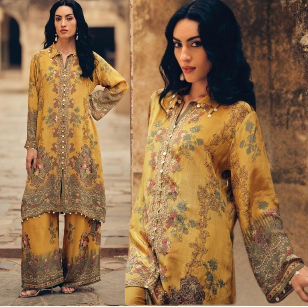 Pure crape with mul inner smart two piece cordset (loost fit upto 46 size) (A1551)