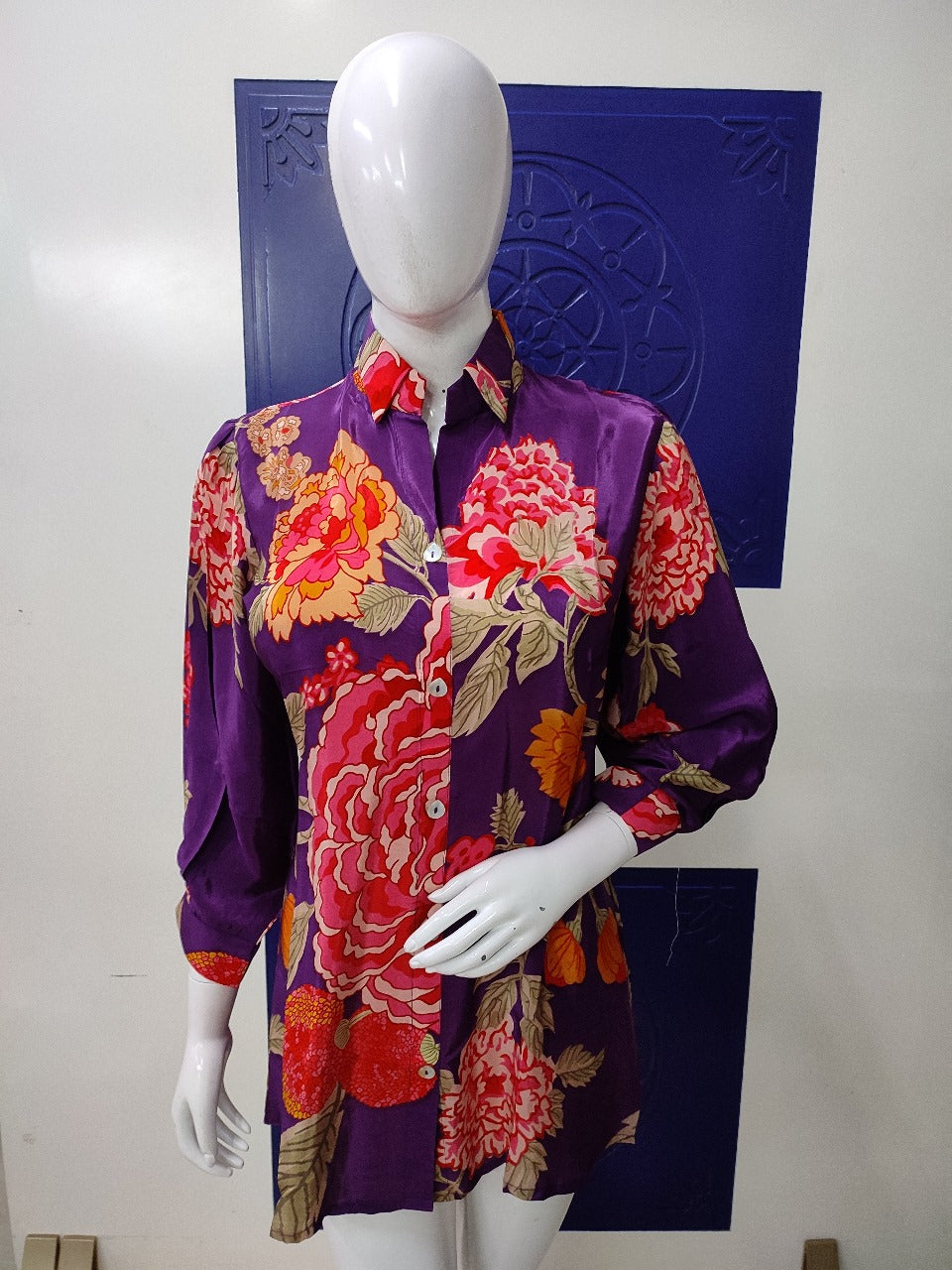 Purple pure crape silk only shirt (P1924)