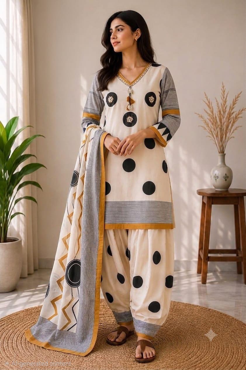 Pure cotton with farshi salwar three piece set (S243)