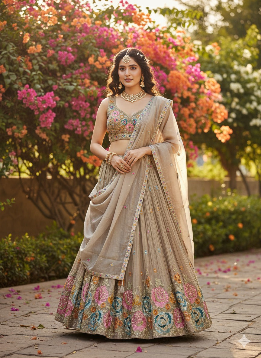 Pure tissue gold colour with full hand work ( full sleeves inside)A1512