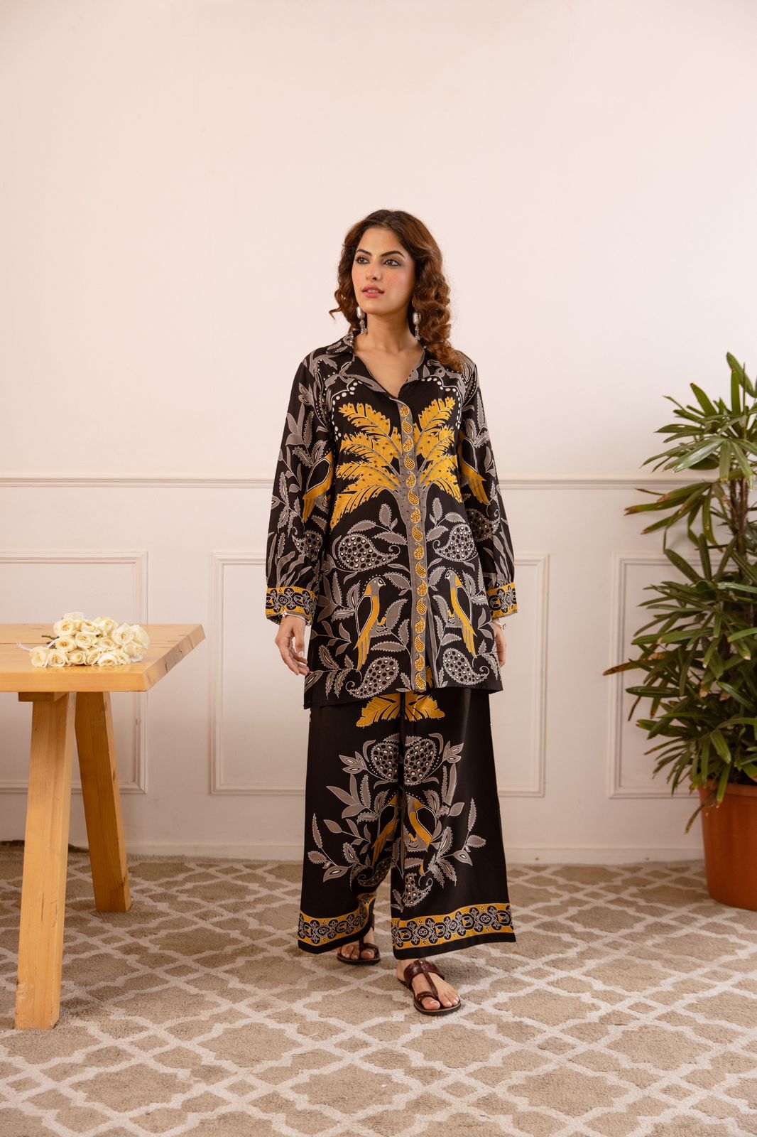 Black cotton modal two piece cordset (A965)
