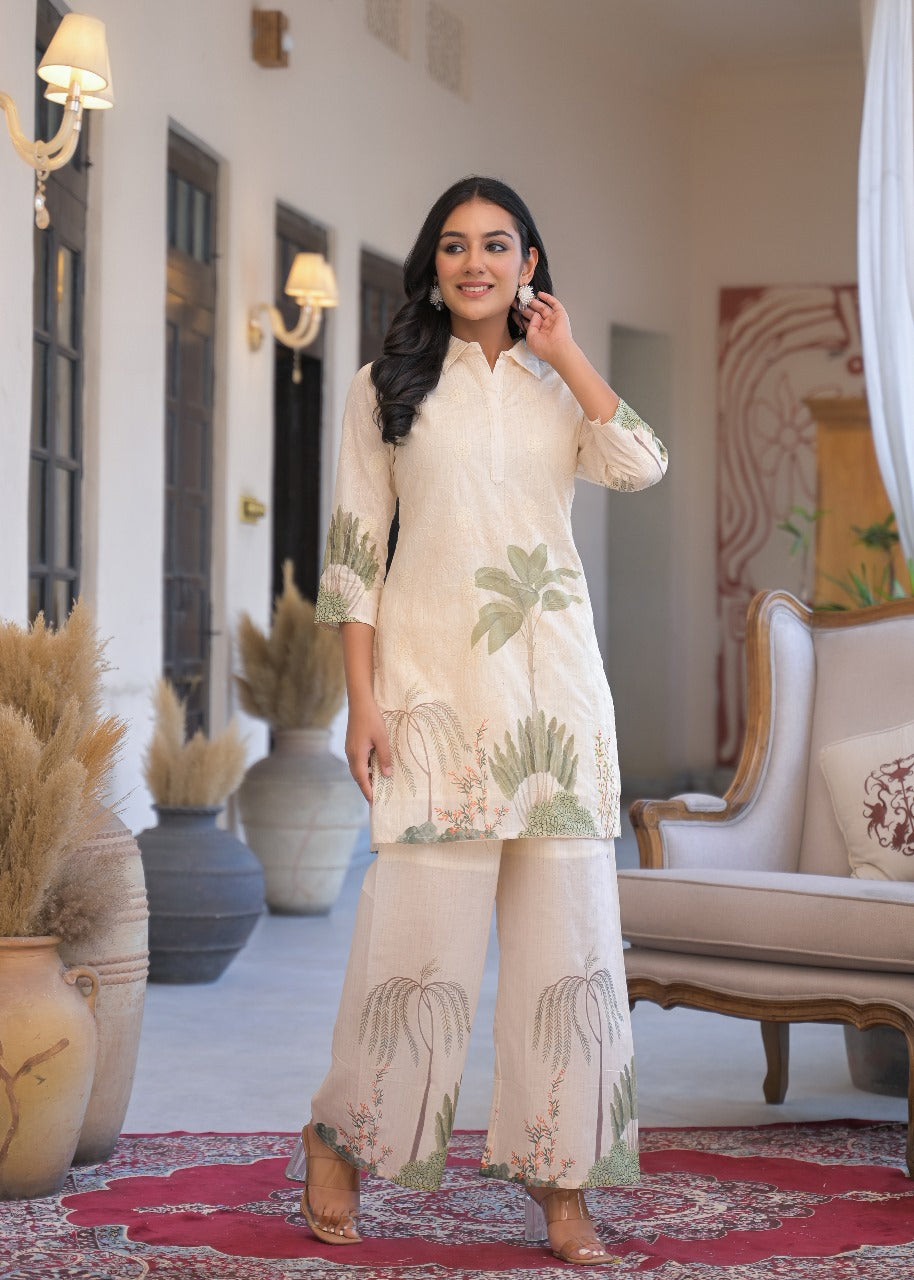 Light green with lining fully thread work two piece cordset (slim fit advice one size up) (P2048)