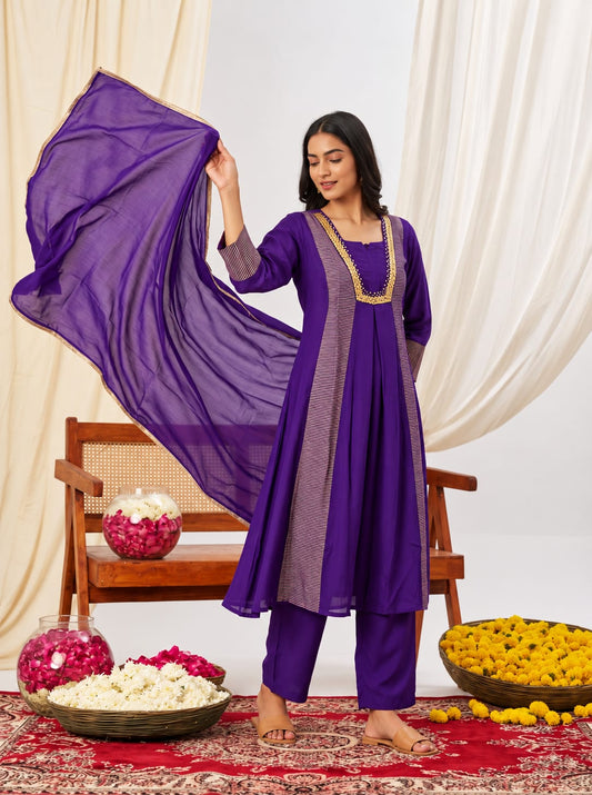 Muslin with mul lining three piece set (C818)