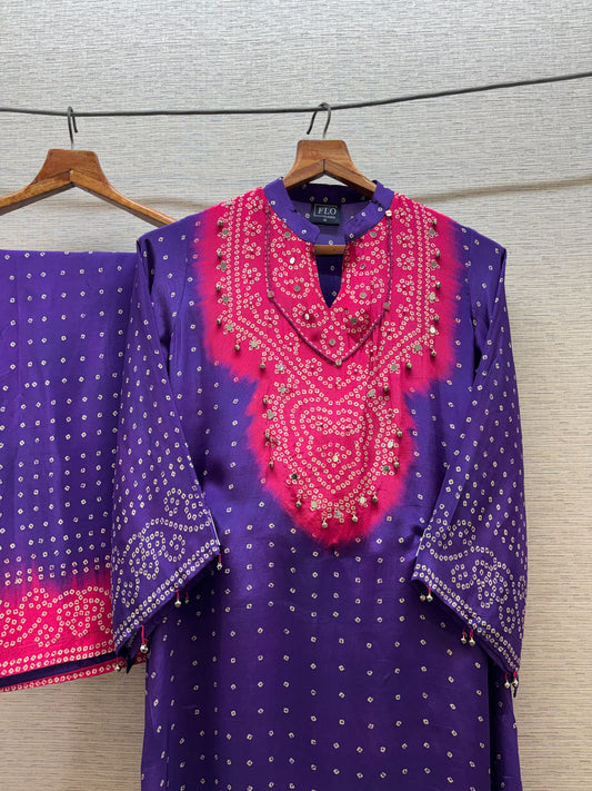 Pure crape bandani print smart two piece cordset (C814)