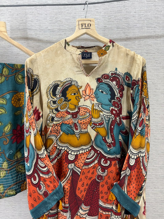 Pure crape kalamkari print with farshi salwar smart two piece cordset (C826)