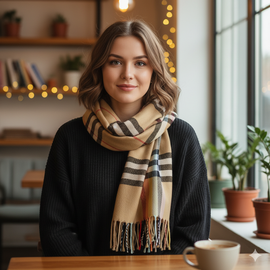 Pure imported Burberry print warm stole (Z17)