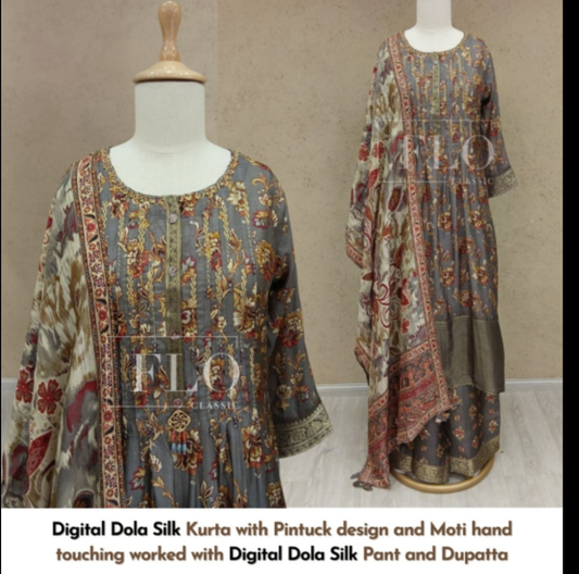 Pure silk kalamkari three piece set (A827)