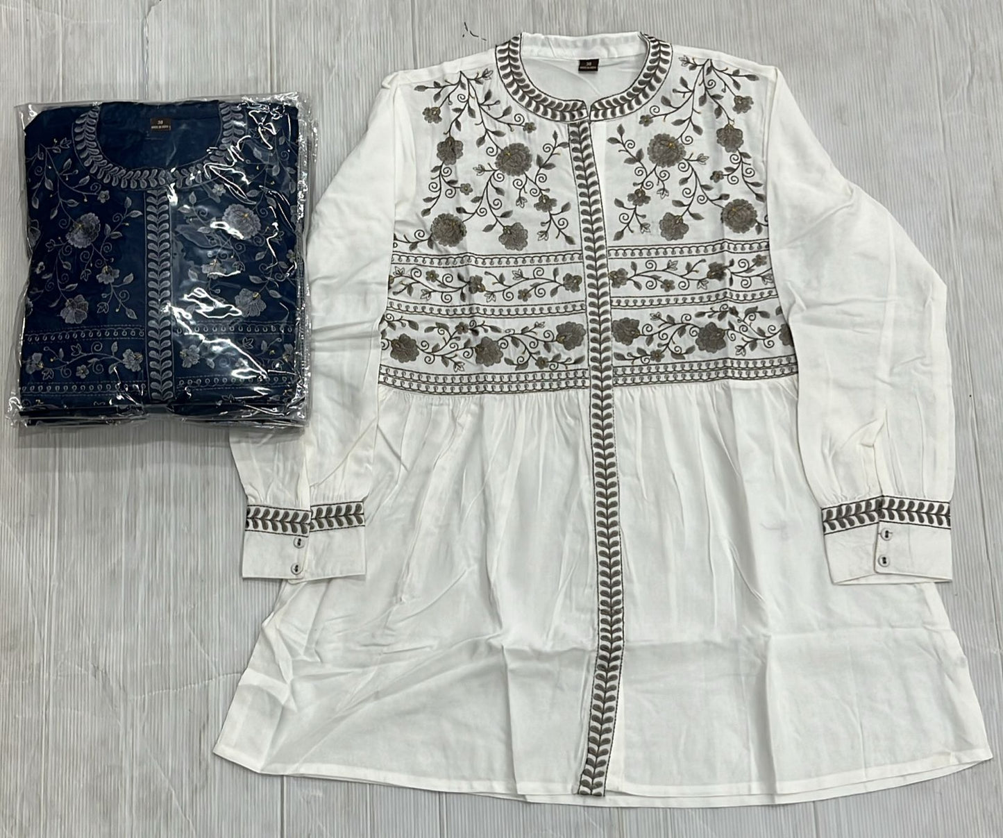 White fully embroidered