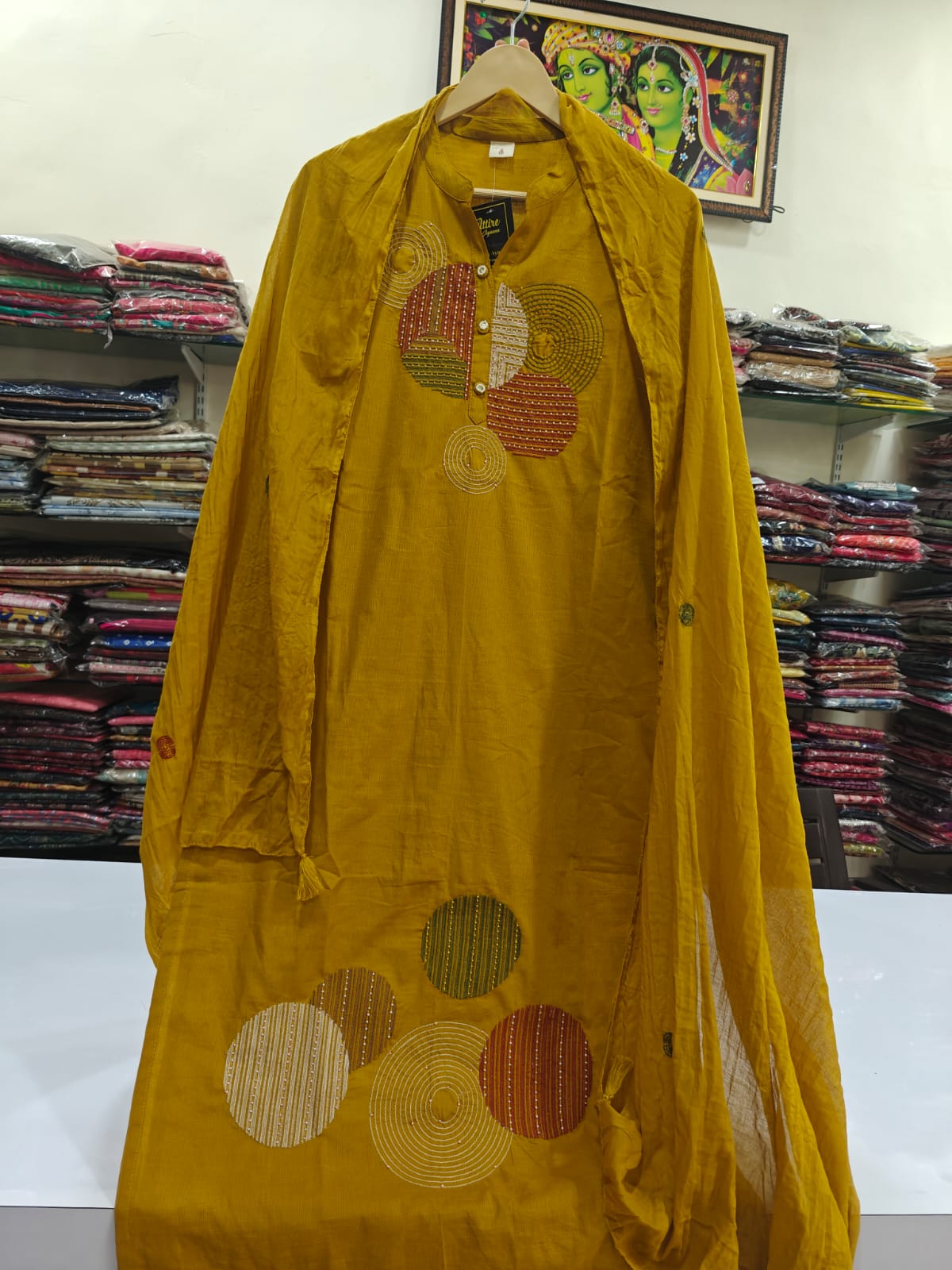 Mustred yellow full thread work three piece set (P1488)