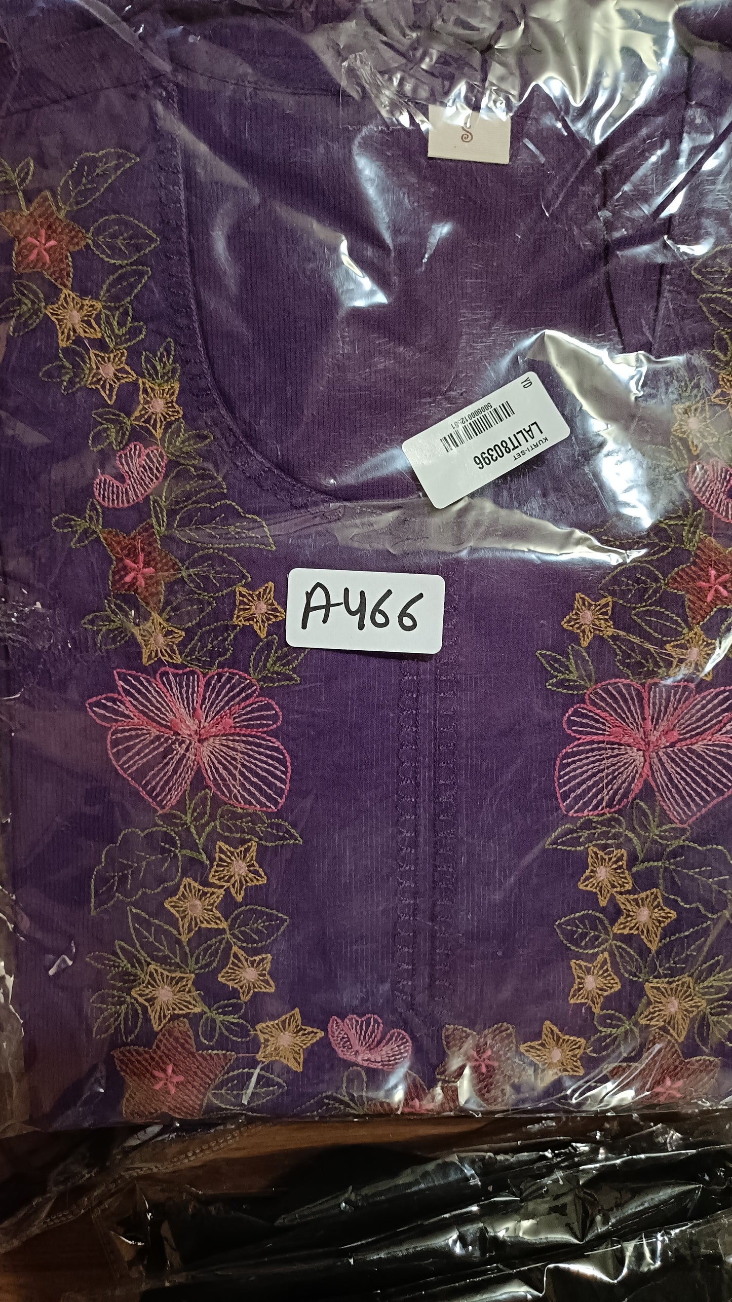 Purple pure cotton fully thread work three piece set (A466)