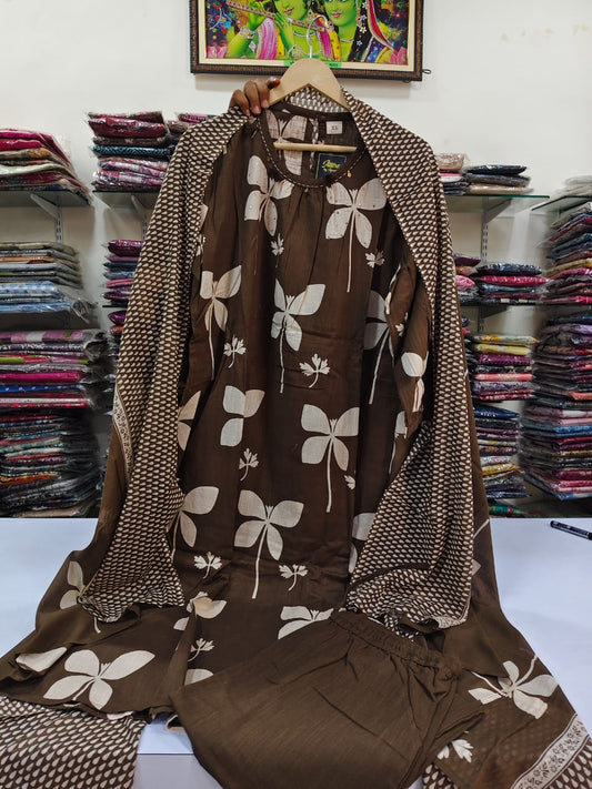 Brown pure cotton three piece set (P2369)