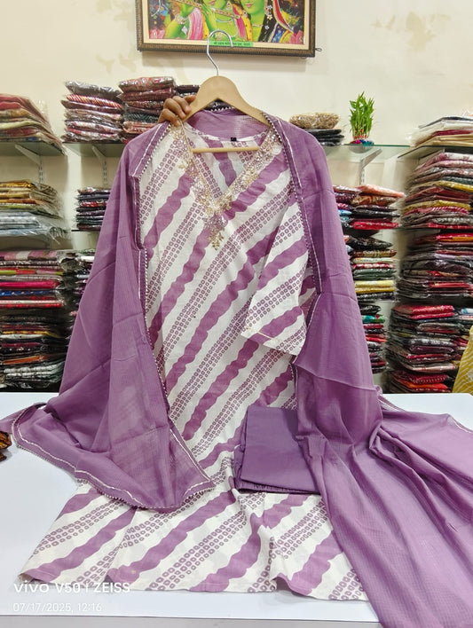 Lilac pure cotton three piece set (A289)