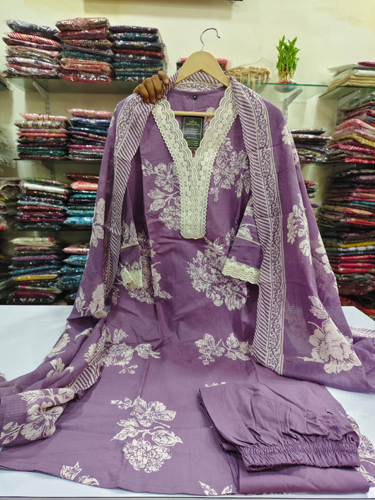 Lavender pure cotton three piece set (A200)