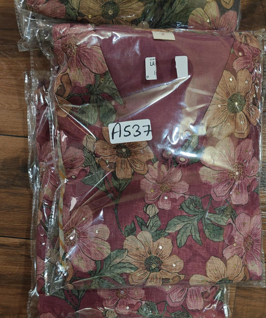 Onion pink chanderi silk three piece set (A537)