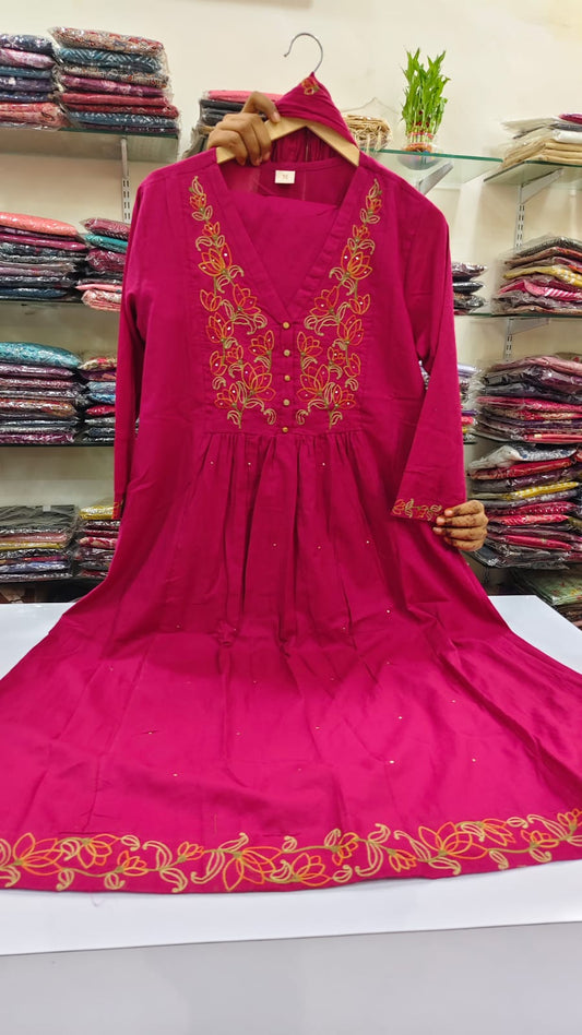 Rani pink fully thread work two piece cordset (A546)