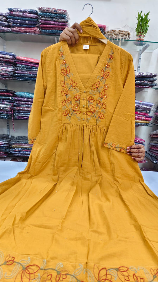 Yellow fully thread work two piece cordset (A547)