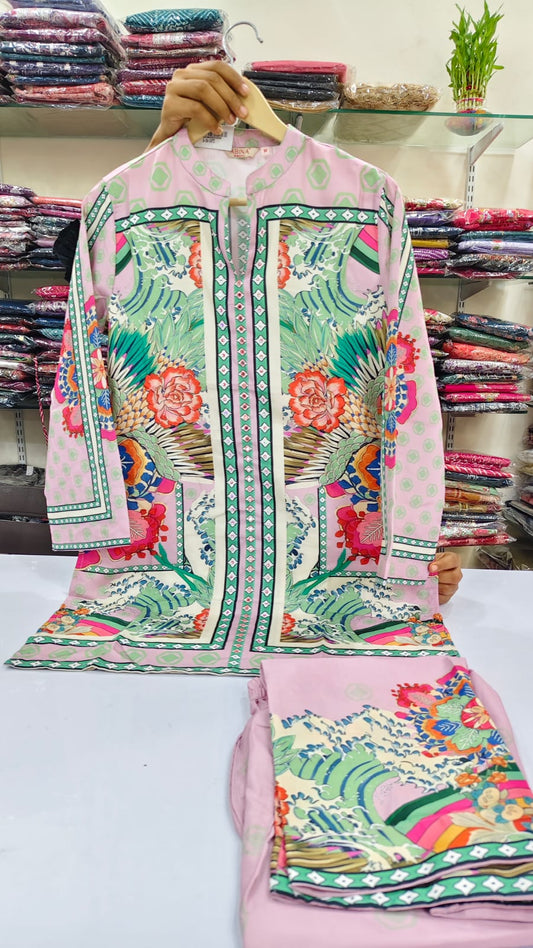 Light pink digital print two piece cordset (A619)