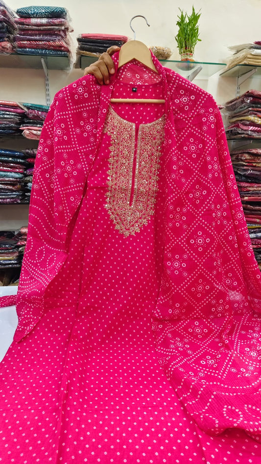 Megenta bandani pure cotton three piece set (A661)