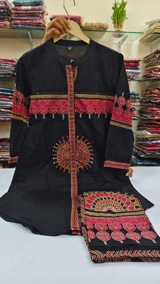 Black pure cotton stylish two piece cordset (A647)