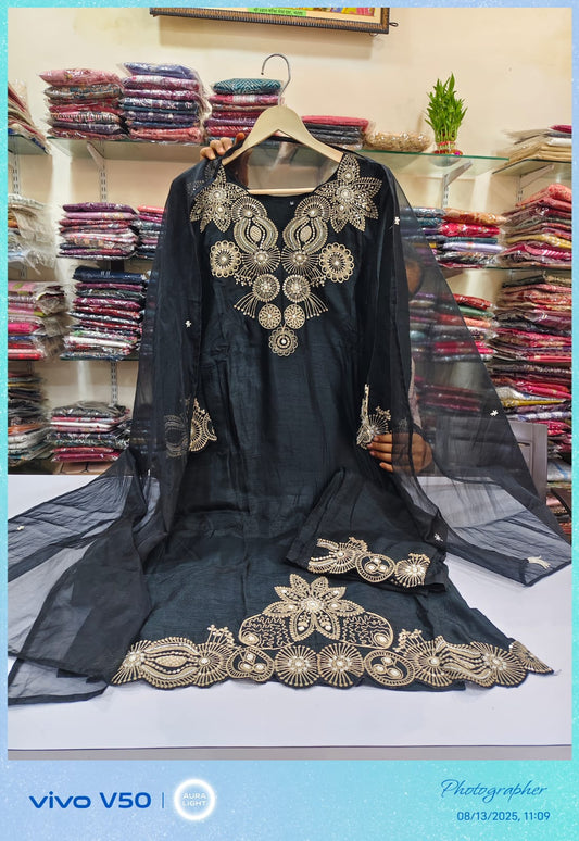 Black banarasi three piece set (A646)