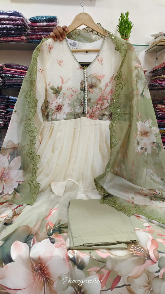Pure chiffon digital print anarkali (A688)