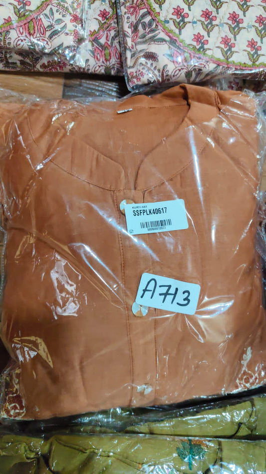 Brown pure mul chanderi three piece set (A713)