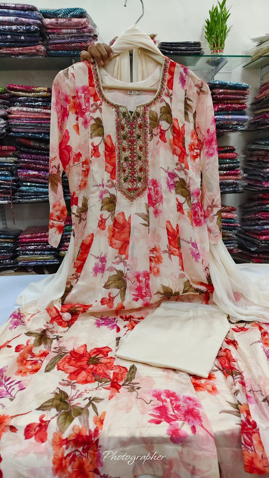 Pure crape silk designer anarkali (A732)
