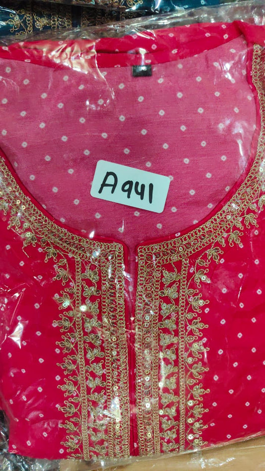 Pink bandani pure mul silk three piece set (A941)