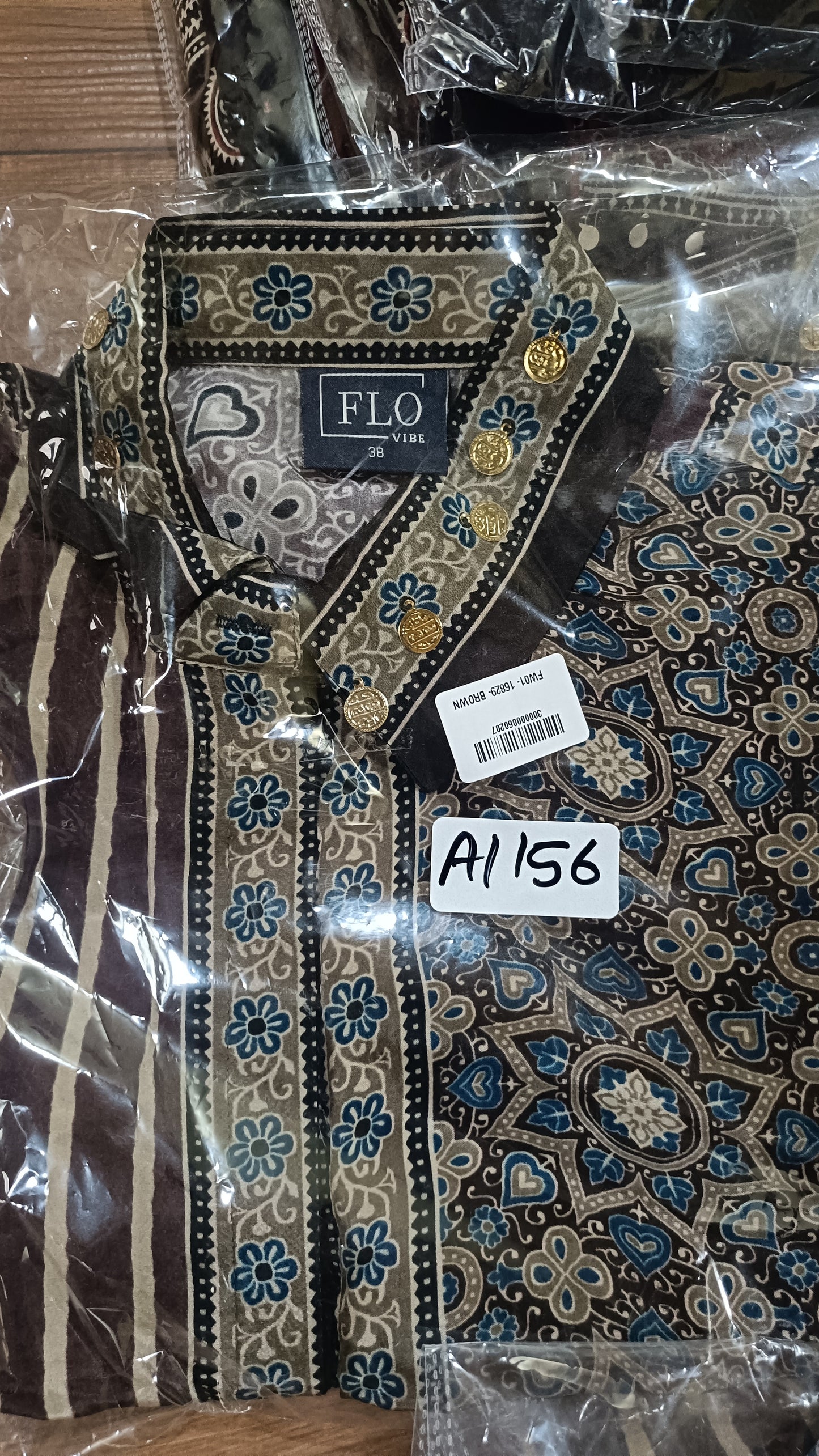 Brown pure crape shirt (A1156)